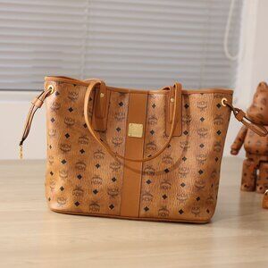 MCM Brown Printed Tote Bag Shoulder Bag